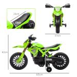 Elmotorcykel Barnmotorcykel Grön av Plast och Metall för Barn 3-8 År 6V Fordon med Träningshjul 30 kg