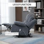 Elektrisk TV-Stol med Uppresningshjälp, Bekväm Relaxfåtölj i Sammet, Justerbar Liggfunktion med Fjärrkontroll, Grå, 92 x 93 x 105 cm