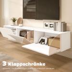 TV-Bänk Väggmonterad Vit Spånskiva för Vardagsrum Svävande Mediamöbel med 3 Lådor Modern Design och Platsbesparande 180 cm