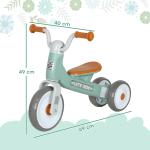 Balanscykel för Småbarn utan Pedaler med 3 Tysta Hjul för Lek och Motion Hållbar och Säker Grön Plast och Metall 12-36 Månader