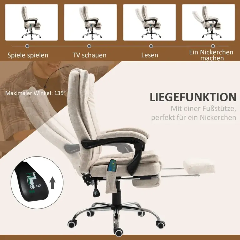 Kontorsstol Ergonomisk Krämvit av Tyg