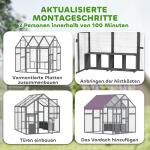 Hönshus Hönsgård Utomhusinhägnad Grå av Granträ för 6-8 Kycklingar Vattentätt Fjäderfähus med UV-Tak 1,7 x 1,8 x 1,8 m