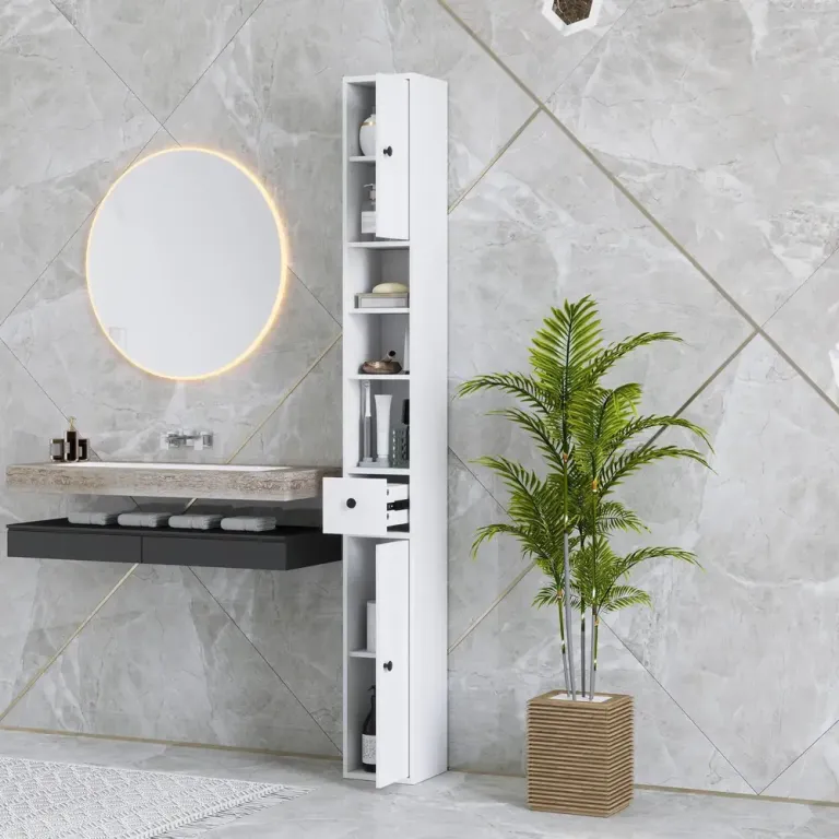 Badrumsskåp Toalettskåp Smalt Vit av Trä 20 x 20 x 178 cm