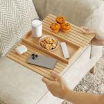 Soffbricka Armstöd Naturfärgad Bambu för Vardagsrum Bricka för Soffa Flexibel Design för Dryck och Snacks Praktisk