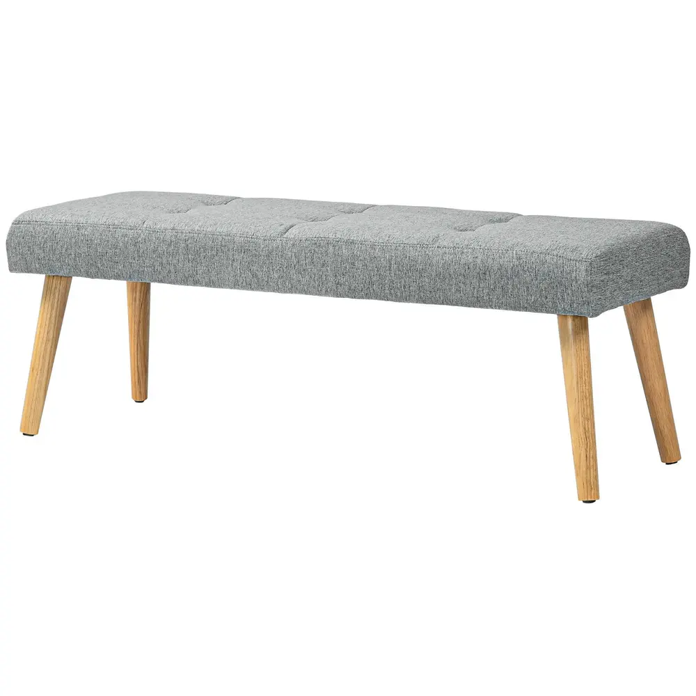 Bänk Sängbänk Grå av Linnelook och Trä 120 x 41 x 43 Cm