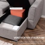 3-sits Bäddsoffa med Schäslong, Stoppad Soffa med Sängfunktion, Grå
