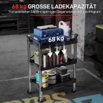 Hopfällbar 3-lagers Verktygsvagn i Plast och Stål, Svart