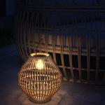 Sollampa Trädgårdslampa Gul av Rotting och Plast för Utomhusbruk Vattentät Lampa med Ljussensor Trumma Design