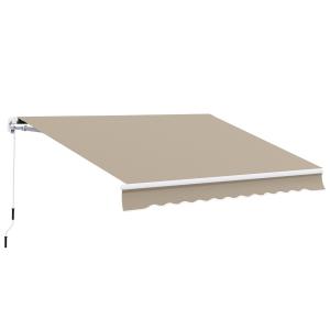 Ledarmsmarkis Solskydd Beige Aluminium för Balkong och Terrass Justerbar Uteplatsmarkis Väderbeständig Stabil 3,95 M
