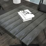 Trädgårdsbord Matbord Grå av Aluminium och Trälook för Terrass och Trädgård Fyrkantigt Balkongbord för 4 Personer 70 x 70 x 76 cm