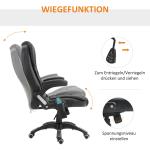 Massagekontorsstol med 6-punkts Vibrationsmassage och Värmefunktion, Vridbar Gamingstol, Konstläder, Svart, 70 x 70 x 111–121 cm