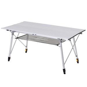 Campingbord Prisvärd Silver Aluminium för Picknick och Camping med Höjdjustering och Praktisk Bärväska för Resor 120 x 69 x 59-78 cm