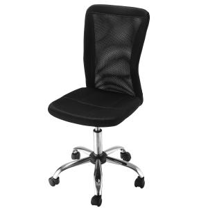 Kontorsstol Skrivbordsstol Svart av Tyg och Metall för Kontor och Hem Utan Armstöd Ergonomisk och Höj och Sänkbar upp till 100 kg
