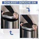Sopkärl 48 L Kökssoptunna med IR-Sensor Rostfritt Stål Hygienisk Silver 40,5 X 29,5 X 68 Cm