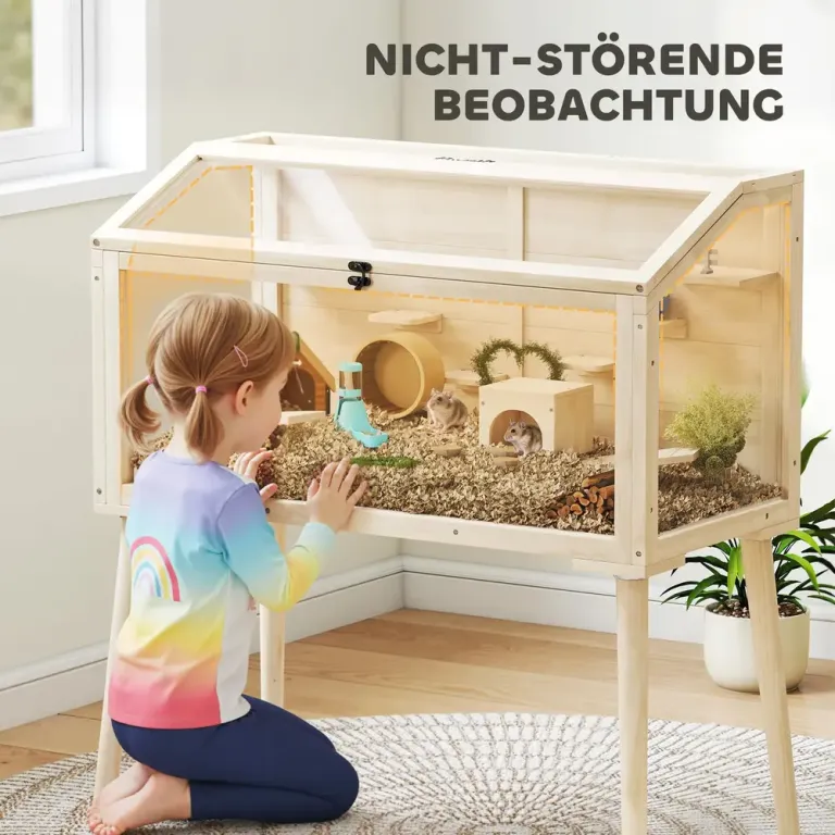 Smådjursbur Hamster Naturfärgad Trä och Plast 101 Cm