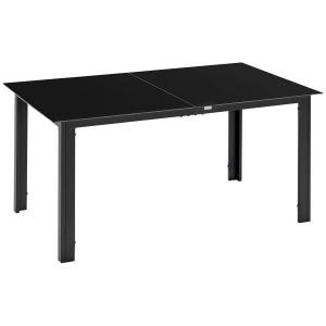 Väderbeständigt Uteplatsbord i Härdat Glas, för 6 Personer, Svart, 150 x 90 x 74 cm