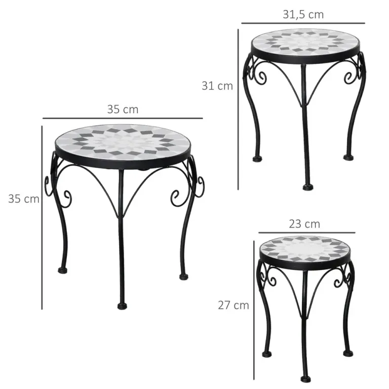 Blomställ i Metall 3-Pack Dekorativa Växtställ