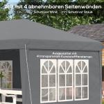 Pop-up Paviljong med 4 Sidoväggar och Fönster för Event och Fest Hållbar och Vattentät Grå Polyester 3 x 6 m