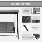 3-Sits Verandagunga Trädgårdsgunga med Soltak Gungbänk med Hylla Aluminium Grå 196 X 128 X 172 Cm