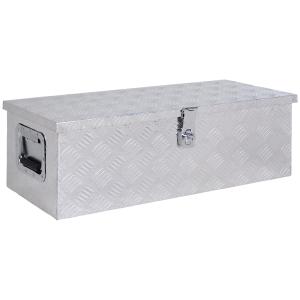 Robust Verktygslåda Aluminium Slitstark Transportlåda med Dragstång Mångsidig för Arbete och Hobby Silver 76 X 33 X 25 Cm