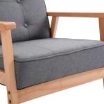 Fåtölj Prisvärd Grå Linne Trä för Vardagsrum och Avkoppling med Armstöd och Stabil Ram för Heminredning och Vila 64,5 x 70 x 74 cm