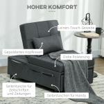 3-i-1 Bekväm Fåtölj, Modern, Linnelook, Inklusive Dyna, upp till 150 kg, Mörkgrå, 65,5 x 104 x 81 cm