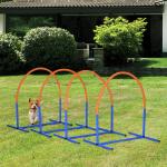 Agility-Set för Hundträning 4 Delar, Komplett Hinderbana med Tunnel och Slalom, Rolig Aktivitet med Bärväska, Blå/Orange, 88 x 64 x 95 cm