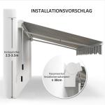 Manuell Markis med Vev, Justerbart Solskydd för Balkong och Fönster, Väggmonterad Markis i Aluminium, Vit/Grön, 395 x 245 cm