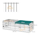 Smådjurshage för Kaniner och Marsvin med Nätväggar och Säker Konstruktion för Utomhusbruk Hållbar och Stabil Grön och Svart Metall 185 x 75 x 50 cm