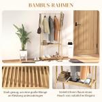 Klädställ med 2 Nedre Hyllor och 67 cm Klädstång i Bambu med Hjul, Naturligt