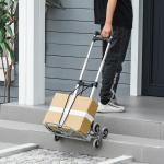 Hopfällbar Magasinkärra i Aluminium, Robust Transportkärra med Rep, Smidig Flyttvagn för Tunga Lyft, Silver, 70 kg