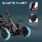 Gokart Trampbil med Handbroms Svart av Metall och Plast för Barn 3-8 År Justerbart Säte och Växel Framåt Bakåt Kettcar
