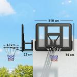 Väggmonterad Basketbåge med Rivbeständigt Nät för Inomhus- och Utomhusbruk, Svart