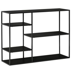 Bokhylla i Metall med 5 Hyllplan, Stilren Förvaringshylla för Kök och Vardagsrum, Robust Konstruktion, Svart, 120 x 35 x 87,5 cm