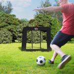 Fotbollsmål med Rebounder, Justerbar Rebound-Vägg för Bollträning, Perfekt för Multisport och Teknikträning, Svart, 128 x 118 x 108-120 cm
