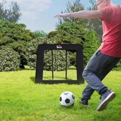 Fotbollsmål med Rebounder 128 x 118 x 108-120 cm