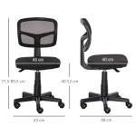 Ergonomisk Kontorsstol, Höjdjusterbar Snurrstol, Utrymmesbesparande, Svart