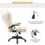 Massagestol Kontorsstol Chefsstol 6-Punkts Vibrationsmassage och Värmefunktion Vridbar Konstläder Beige