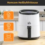 Varmluftsfritös med 7 Program, Kompakt Airfryer för Hälsosam Matlagning, LCD-Display och Non-Stick Korg, Vit/Svart, 33,9 x 24,9 x 29,9 cm, 2,5 l