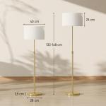Golvlampa med Fjärrkontroll Dimbar Guld Metall och Tyg för Vardagsrum och Sovrum Justerbar Höjd och Ljusstyrka med Fotströmbrytare Elegant