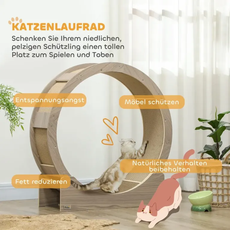 Katthjul Löphjul för Katter Valnöt av Trä och Matta 91 cm