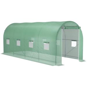 Filmväxthus Tomatväxthus med Fönster 500 X 200 X 210 Cm Polytunnel för Trädgårds- och Växtodling Grön