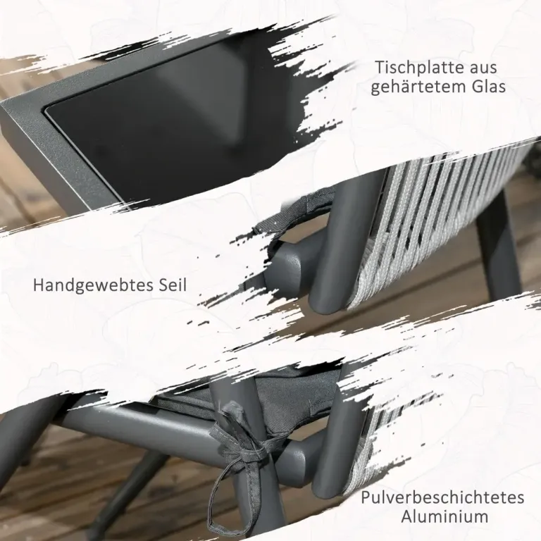 Trädgårdsmöbelset Sittgrupp Mörkgrå av Polyester och Metall