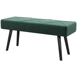 Klädd Bänk Sängbänk Grön av Tyg med Sammetslook och Trä för Sovrum och Hall X Mönster Lastkapacitet upp till 120 kg 100 x 36 x 45 cm
