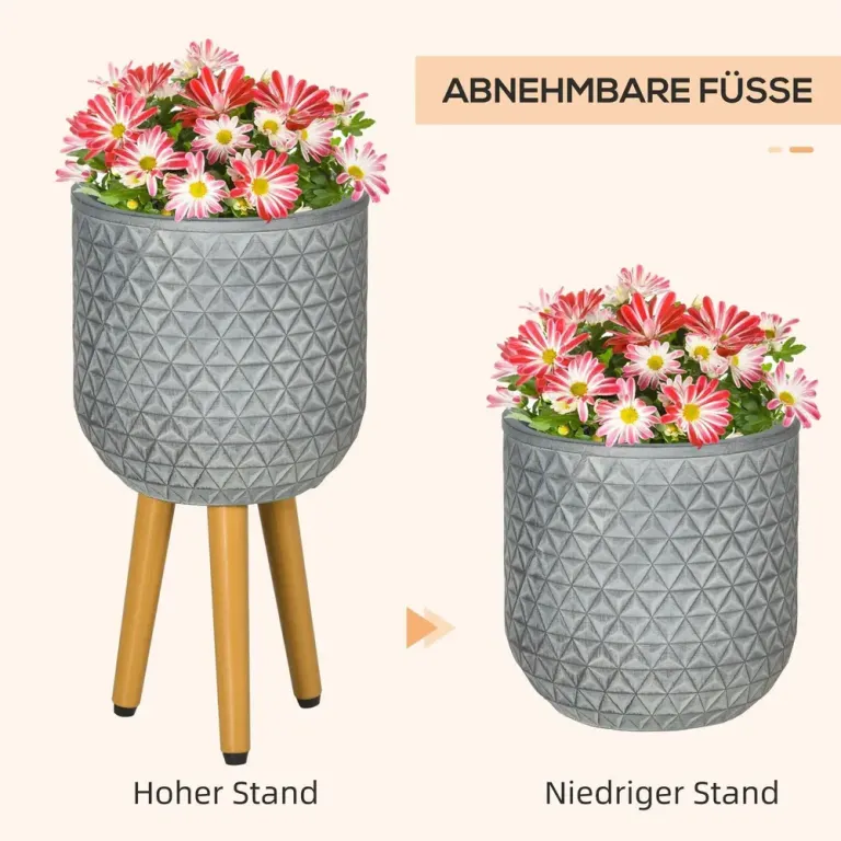 Blomkrukor med Ben 2-Pack Dekorativa Krukor i Betong-look