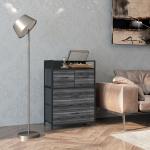 Kommod och Sideboard med 4 Tyglådor i Industriell Design för Sovrum Hållbar och Stabil Svart Stål och MDF 60 x 29 x 85 cm