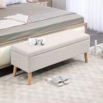 Förvaringsbänk, Linnelook, upp till 220 kg, Beige, 110 x 39 x 45 cm