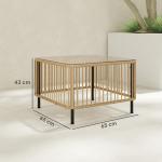 Sidobord Balkongbord med Glasskiva Natur av Polyrattan ve Glas för Uteplats ve Trädgård Väderbeständigt Soffbord 65 x 65 cm