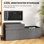 Bänk Förvaringsbänk Mörkgrå av Linnelook och Tyg för Hall och Sovrum Hopfällbar Sittbänk 110 x 38 x 38 cm