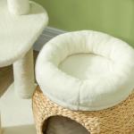 Skrapstolpe Kattträd Krämvit av Sisal och Plysch för Katter upp till 5 kg med Grotta och Säng 79 cm